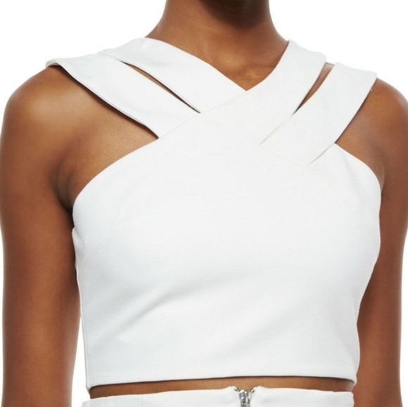 Nicholas Ponte Double Strap Crop Top size 6 Off White - Picture 1 of 7